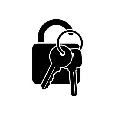 Unlock ve tuşları simgesi. Beyaz arka planda siyah simgesi