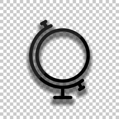 Basit dünya. Doğrusal simgesi, ince anahat. Saydam arka plan üzerinde yumuşak gölgeli siyah cam kutsal kişilerin resmi