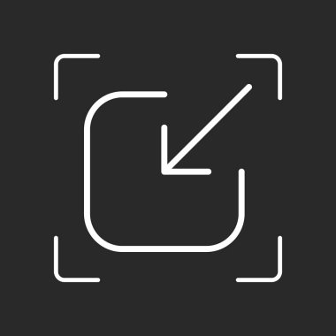 Paylaşımı, oturum açma veya indir. Çapraz ok Meydanı içine. Beyaz nesne kamera otomatik odaklama koyu arka plan üzerinde