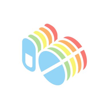 hapları veya vitamin basit semboller. Beyaz arka plan üzerinde renkli izometrik simgeler yığını