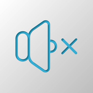 ses sessiz simgesi. Kağıt tasarımı. Gölge ile düzenlenen sembolü