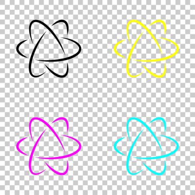 bilimsel atom sembolü, logo, basit simgesi. Cmyk simgeleri şeffaf arka plan üzerinde renkli dizi