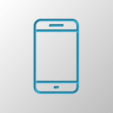 Basit hareket eden telefon simgesi. Doğrusal sembol, ince anahat. Kağıt tasarımı. Gölge ile düzenlenen sembolü