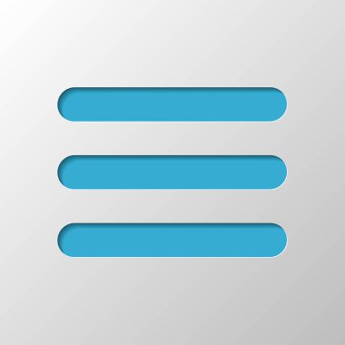 Hamburger menü. Web simgesi. Kağıt tasarımı. Gölge ile düzenlenen sembolü