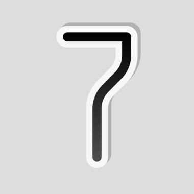 7 sayı, ad, sıfat, yedinci. Etiket tarzı ile beyaz ve gri arka plan üzerinde basit gölge