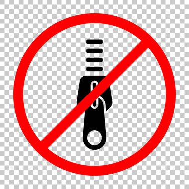 Fermuar aracı simgesini, yakın devlet. Siyah kırmızı uyarı işareti şeffaf arka plan ile nesnesinde izin yok