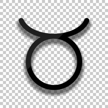 Astrolojik işaret. Toros basit simgesi. Saydam arka plan üzerinde yumuşak gölgeli siyah cam kutsal kişilerin resmi