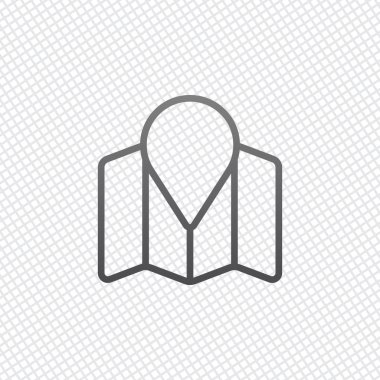 İşaretçi simgesi basit harita. Doğrusal sembolü ile ince anahat. Kılavuz arka plan üzerinde