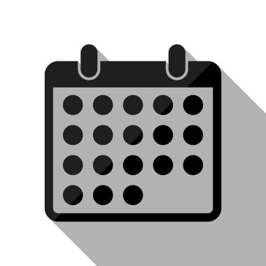 basit takvim simgesini. Uzun gölge beyaz arka planda siyah nesnesiyle