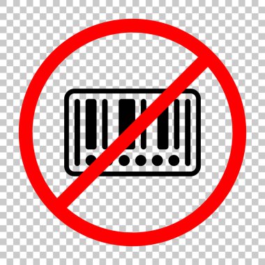 Barkod etiket simgesi. Daire numaraları yerine. Siyah kırmızı uyarı işareti şeffaf arka plan ile nesnesinde izin yok