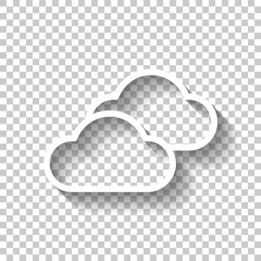 Çoğunlukla bulutlu simgesi. İnce anahat ile basit doğrusal simgesi. Gölge şeffaf arka plan üzerinde beyaz simgesi