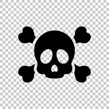 Kafatası ve çapraz kemikler. Basit simgesi. Saydam arka plan üzerinde.