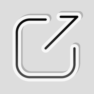 Paylaşımı, oturum kapatma veya karşıya yükleme. Çapraz ok Meydanı dışarı. Etiket tarzı ile beyaz ve gri arka plan üzerinde basit gölge