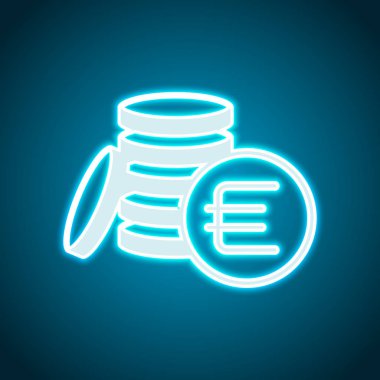 para sikke euro simgesi. Neon tarzı. Işık dekorasyon simgesi. Parlak elektrik sembolü