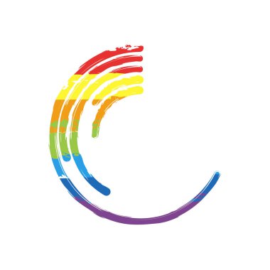 İş pasta grafiği simgesi. Çizim işaretiyle Lgbt stil, gökkuşağı (kırmızı, turuncu, sarı, yeşil, mavi, Indigo, menekşe, yedi renk