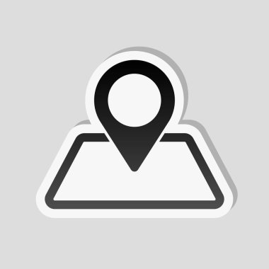 harita üzerinde etiket. basit siluet. Etiket tarzı ile beyaz ve gri arka plan üzerinde basit gölge