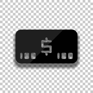 Para voutcher. USD kartı simgesi. Saydam arka plan üzerinde yumuşak gölgeli siyah cam kutsal kişilerin resmi