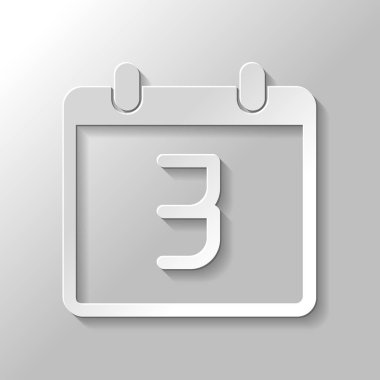 3 günlük, basit simgesi ile takvim. Kağıt tarzı ile gölge gri arka plan üzerinde