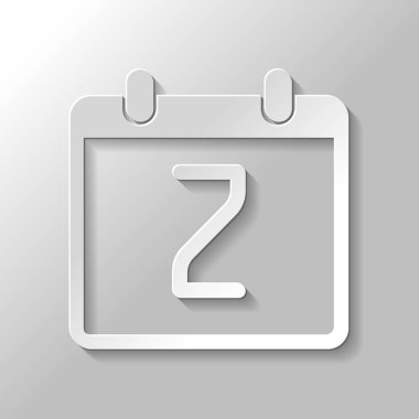 2 gün, basit simgesi ile takvim. Kağıt tarzı ile gölge gri arka plan üzerinde