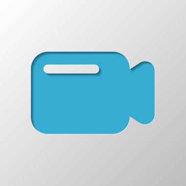 Basit video kamera simgesi. Kağıt tasarımı. Gölge ile düzenlenen sembolü