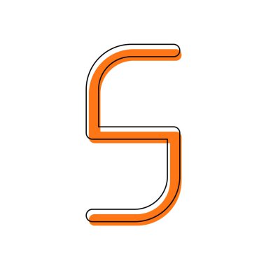 Sayı 5, rakamı, beşinci. İzole simge siyah ince dağılımı ve farklı katmanlarda doldurma taşındı turuncu oluşan. Beyaz arka plan