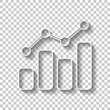 Grapgic finans, büyümek. Gölge şeffaf arka plan üzerinde beyaz anahat işaretiyle
