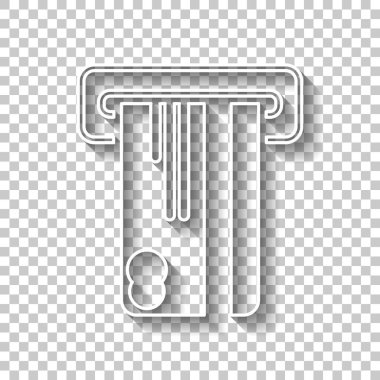 ATM makine ve kredi kartı simgesi. Gölge şeffaf arka plan üzerinde beyaz anahat işaretiyle