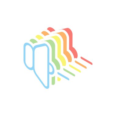 birim simgesini eksi. Beyaz arka plan üzerinde renkli izometrik simgeler yığını