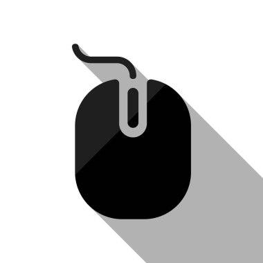 bilgisayar fare simgesi. Uzun gölge beyaz arka planda siyah nesnesiyle