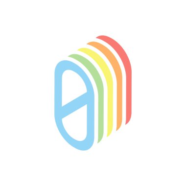 Sayı sıfır, sayısal, basit mektup. Beyaz arka plan üzerinde renkli izometrik simgeler yığını