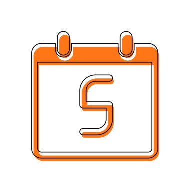 5 gün, basit simgesi ile takvim. İzole simge siyah ince dağılımı ve farklı katmanlarda doldurma taşındı turuncu oluşan. Beyaz arka plan