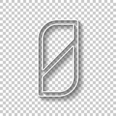 Sayı 0, sayısal, sıfır. Gölge şeffaf arka plan üzerinde beyaz anahat işaretiyle