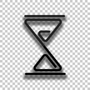 kum saati, bir satır, anahat simgesi. Saydam arka plan üzerinde yumuşak gölgeli siyah cam kutsal kişilerin resmi