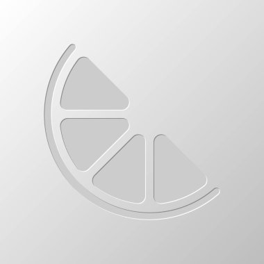 Yarım limon ya da portakal. Basit simgesi. Kağıt tasarımı. Düzenlenen sembolü. Çekirdeksiz stili