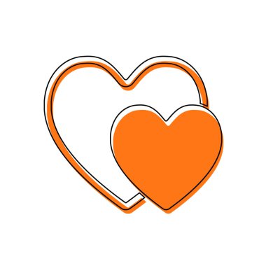 2 hearts. Basit simgesi. İzole simge siyah ince dağılımı ve farklı katmanlarda doldurma taşındı turuncu oluşan. Beyaz arka plan