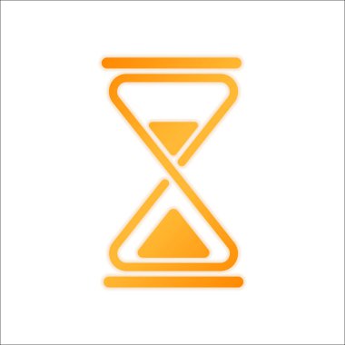 kum saati ve basit bir simge. Portakal işareti beyaz arka plan üzerinde düşük ışık ile