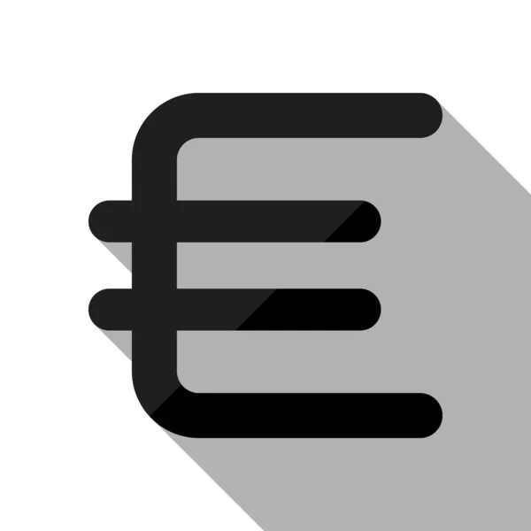 Euro Symbolen Enkel Ikon Svart Föremål Med Långa Skugga Vit — Stock vektor