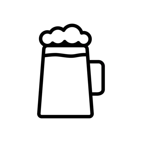 Bier Glazen Beker Eenvoudige Lineaire Pictogram Met Dunne Rand — Stockvector