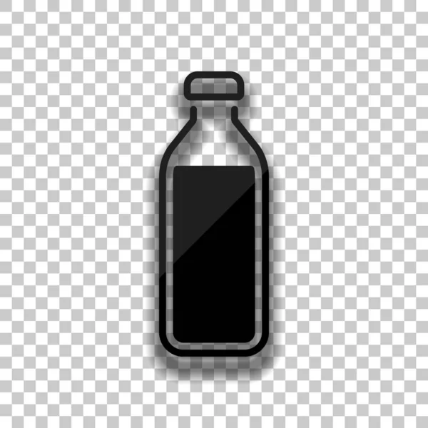 Flaska Vatten Enkel Ikon Svart Glas Ikon Med Mjuk Skugga — Stock vektor