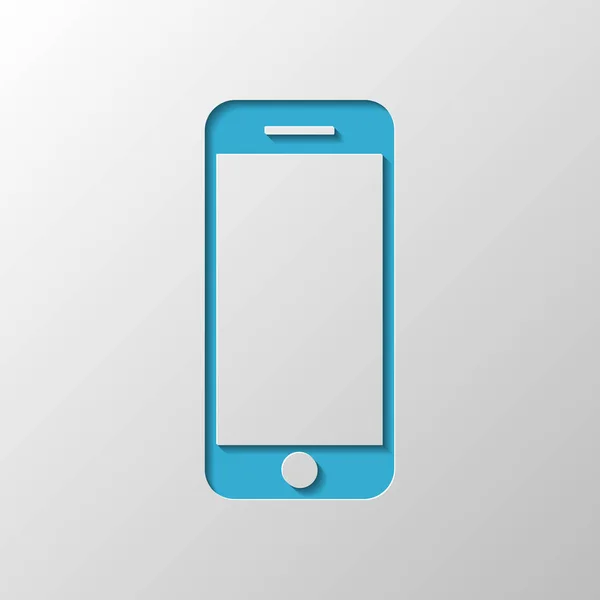 Значок Мобильного Телефона Бумажный Дизайн Вырезанный Символ Тенью — стоковый вектор