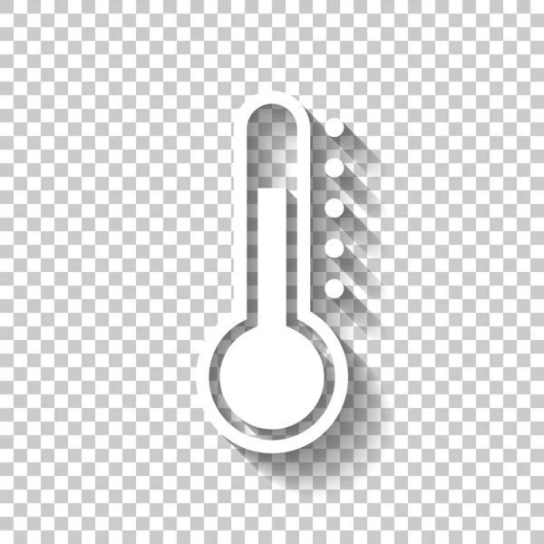 Icono Termómetro Simple Icono Blanco Con Sombra Sobre Fondo Transparente — Vector de stock