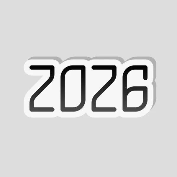 Иконка Номера 2026 Новым Годом Стикер Белой Каймой Простой Тенью — стоковый вектор