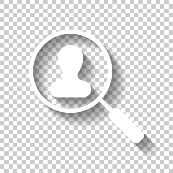 Human Resource Icon Person Symbol Magnifying Glass Search Profile White — Stock Vector