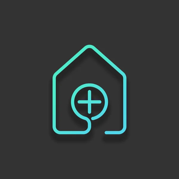 Maison Avec Icône Croix Médicale Style Ligne Concept Logo Coloré — Image vectorielle