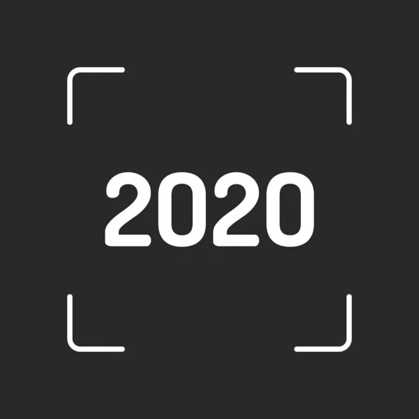 2020 数字アイコン 明けましておめでとう 白オブジェクト暗い背景のオート フォーカスのカメラで — ストックベクタ