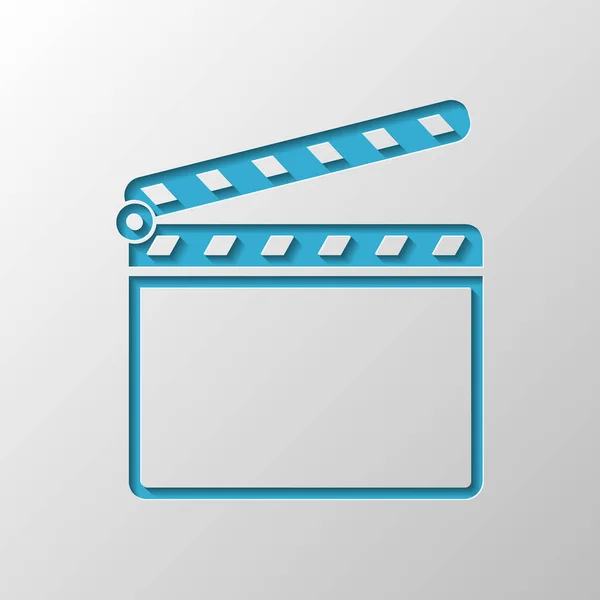 Film Clap Board Cinema Open Icon Paper Design Cutted Symbol — Stock Vector