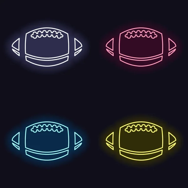 Логотип Американского Футбола Простая Икона Регби Мяча Набор Неоновых Знаков — стоковый вектор