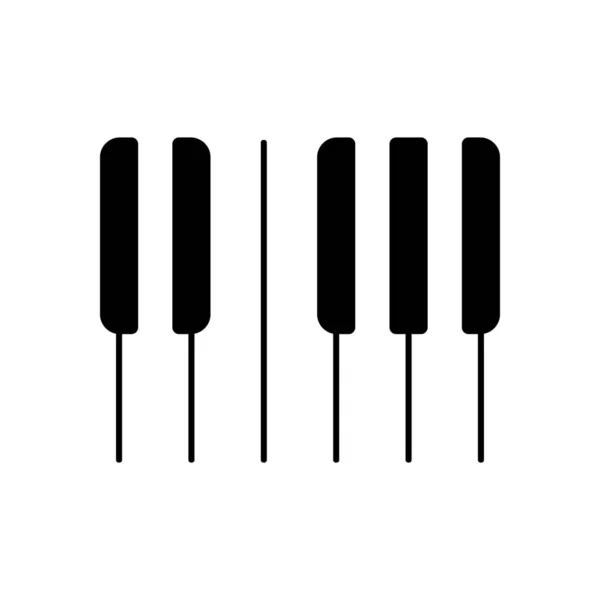 Piano Toetsenbord Pictogram Horizontale Weergave Zwarte Pictogram Witte Achtergrond — Stockvector