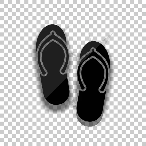 Des Chaussons Plage Flip Flops Icône Icône Verre Noir Avec — Image vectorielle