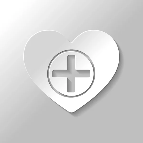 Szív Orvosi Határokon Egyszerű Ikonra Papír Stílus Val Árnyék Szürke — Stock Vector